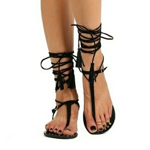 Qupid gladiator lace up sandals